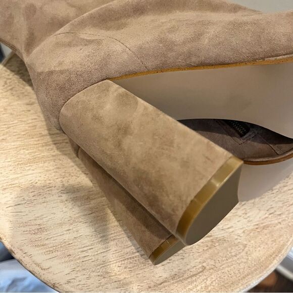 Steve Madden Lockwood Suede Mid Shaft Zip Up Block Heel Boots in Tan Sz 10 NWOB - Picture 7 of 8